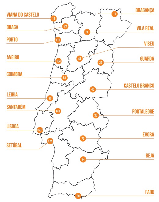 Mapa de participação virtual na Corrida de Santo António